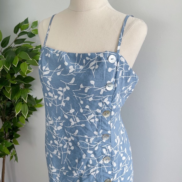 NEW DISSH Women's Size 14 Blue Print Midi Dress - Picture 2 of 11